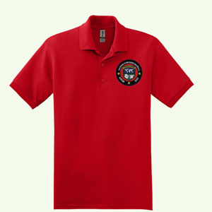ADVISOR POLO IN RED WITH FULL COLOR SHH EMBROIDERED LOGO